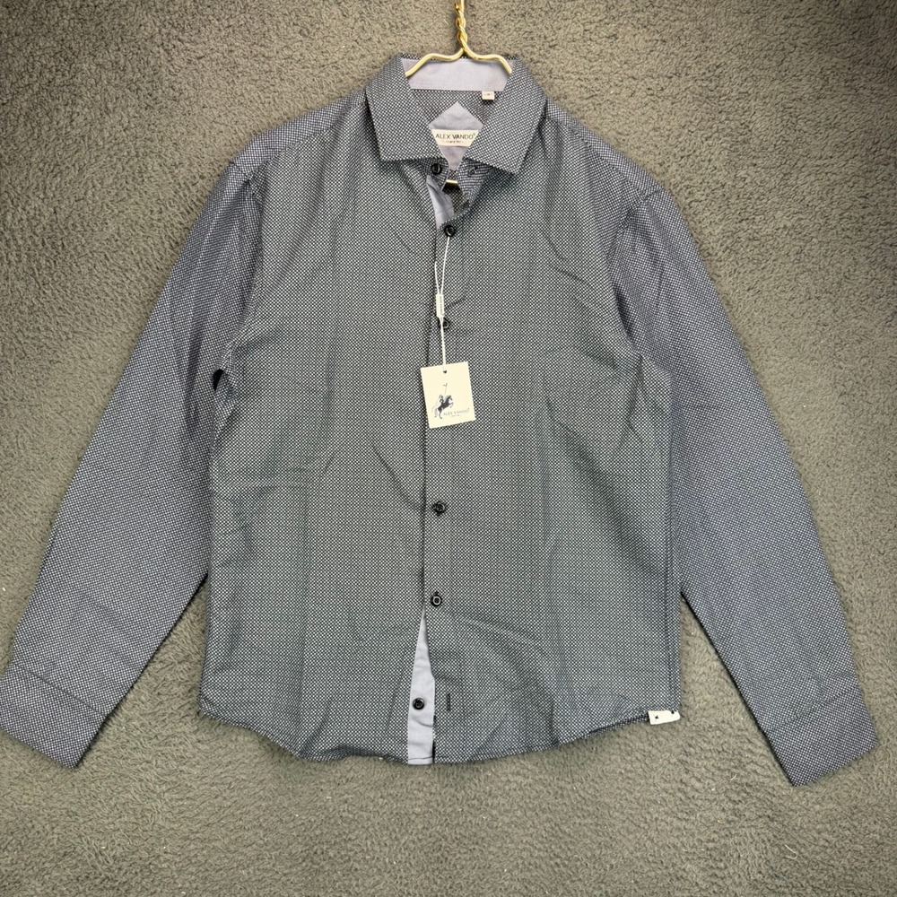 Alex Vando Mens Small Blue Geometric Print Long Sleeve Button Down Shirt NWT